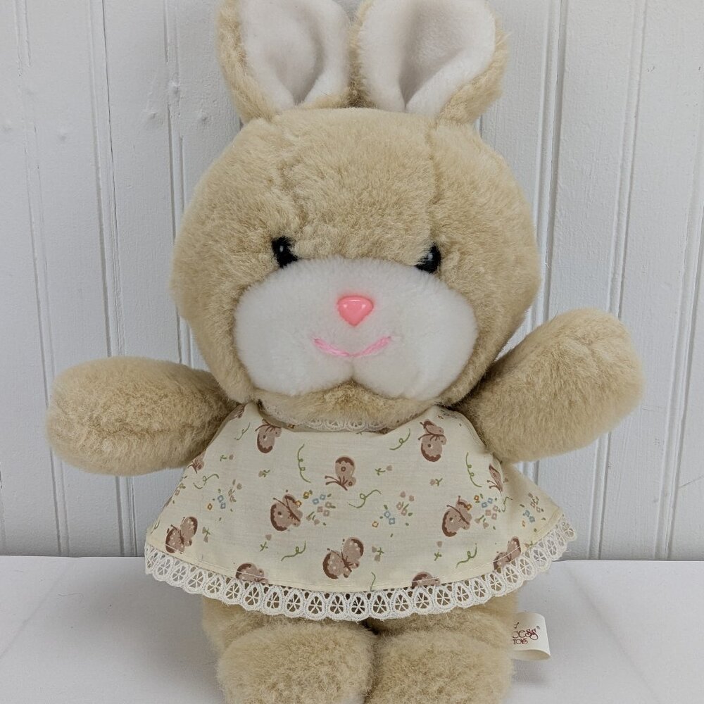 Vintage Princess Soft Toys Bunny Rabbit Plush 10" Stuffed Animal Light Brown